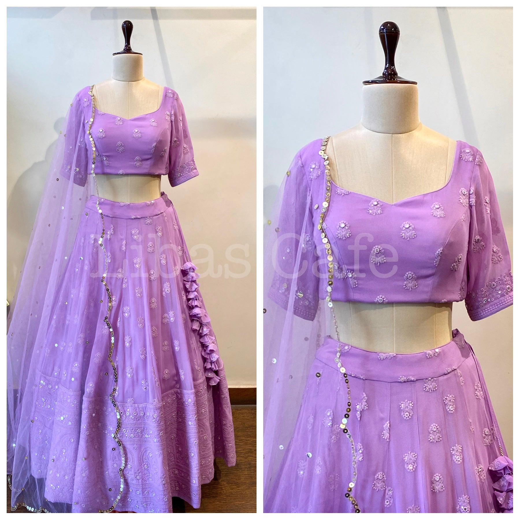Lilac Mirror Lakhnavi Lehenga